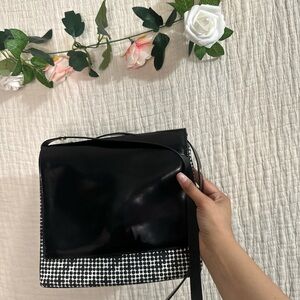 Kate Spade Black and White Crossbody Bag with Checkered Pattern